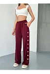 Osy Modal Yumuşak Dokulu Kumaş Nakış İşlemeli Rahat Bol Paça Eşofman Pantalon - Bordo