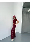 Osy Modal Yumuşak Dokulu Kumaş Nakış İşlemeli Rahat Bol Paça Eşofman Pantalon - Bordo