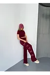 Osy Modal Yumuşak Dokulu Kumaş Nakış İşlemeli Rahat Bol Paça Eşofman Pantalon - Bordo
