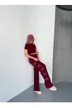 Osy Modal Yumuşak Dokulu Kumaş Nakış İşlemeli Rahat Bol Paça Eşofman Pantalon - Bordo Osy Modal Yumuşak Dokulu Kumaş Nakış İşlemeli Rahat Bol Paça Eşofman Pantalon - Bordo