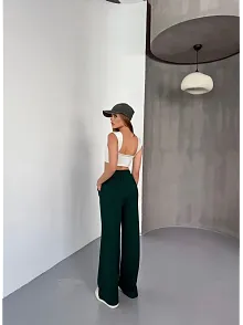 Osy Modal Yumuşak Dokulu Kumaş Nakış İşlemeli Rahat Bol Paça Eşofman Pantalon - Yeşil