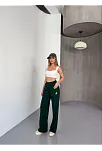 Osy Modal Yumuşak Dokulu Kumaş Nakış İşlemeli Rahat Bol Paça Eşofman Pantalon - Yeşil