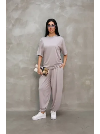 Osy Modal Yumuşak Dokulu Kumaş Oversize Bisiklet Yaka T-shirt Jogger Eşofman Altı Eşofman Takımı - Gri Osy Modal Yumuşak Dokulu Kumaş Oversize Bisiklet Yaka T-shirt Jogger Eşofman Altı Eşofman Takımı - Gri