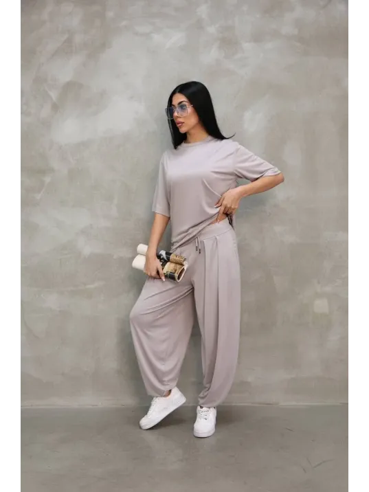 Osy Modal Yumuşak Dokulu Kumaş Oversize Bisiklet Yaka T-shirt Jogger Eşofman Altı Eşofman Takımı - Gri Osy Modal Yumuşak Dokulu Kumaş Oversize Bisiklet Yaka T-shirt Jogger Eşofman Altı Eşofman Takımı - Gri