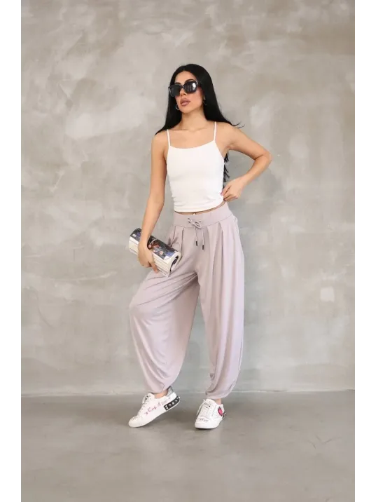 Osy Modal Yumuşak Dokulu Kumaş Şalvar Pantalon - Bej Osy Modal Yumuşak Dokulu Kumaş Şalvar Pantalon - Bej