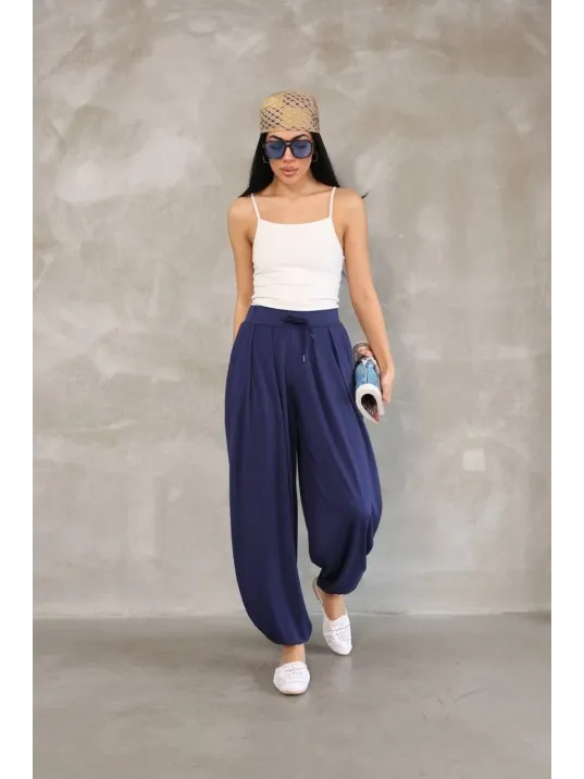 Osy Modal Yumuşak Dokulu Kumaş Şalvar Pantalon - Lacivert Osy Modal Yumuşak Dokulu Kumaş Şalvar Pantalon - Lacivert
