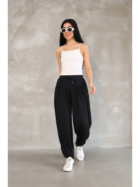 Osy Modal Yumuşak Dokulu Kumaş Şalvar Pantalon - Siyah Osy Modal Yumuşak Dokulu Kumaş Şalvar Pantalon - Siyah