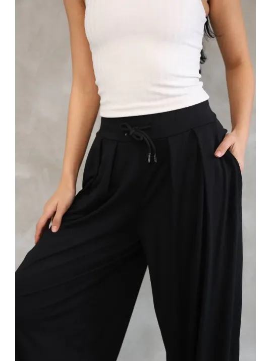 Osy Modal Yumuşak Dokulu Kumaş Şalvar Pantalon - Siyah Osy Modal Yumuşak Dokulu Kumaş Şalvar Pantalon - Siyah