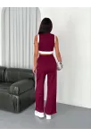 Osy Modal Yumuşak Dokulu Kumaş Tam Fermuarlı Crop Pantalon İkili Takım - Bordo