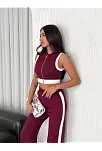Osy Modal Yumuşak Dokulu Kumaş Tam Fermuarlı Crop Pantalon İkili Takım - Bordo