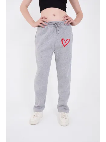 Oversize Boru Paça Baskılı Eşofman Pantolon - Gri Oversize Boru Paça Baskılı Eşofman Pantolon - Gri