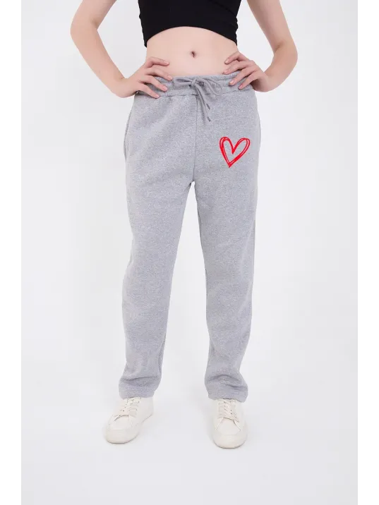 Oversize Boru Paça Baskılı Eşofman Pantolon - Gri Oversize Boru Paça Baskılı Eşofman Pantolon - Gri