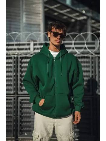 Oversize Tam Fermuarlı Uzun Kol Hırka - Haki Oversize Tam Fermuarlı Uzun Kol Hırka - Haki