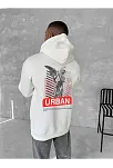Oversize Üç İplik Kapüşonlu Sweatshirt - Beyaz