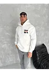 Oversize Üç İplik Kapüşonlu Sweatshirt - Beyaz