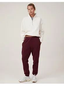 Oversize Yarım Farmuarlı Yakalı Basic Sweatshirt - Beyaz