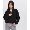 Oversize Yarım Farmuarlı Yakalı Basic SweatShirt - Siyah