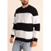 Parçalı Bisiklet Yaka Baskılı SweatShirt - Siyah Parçalı Bisiklet Yaka Baskılı SweatShirt - Siyah