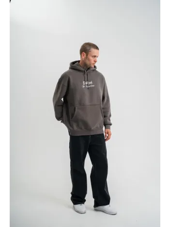 Üç İplik Kapşonlu Dijital Patchli SweatShirt - Füme Üç İplik Kapşonlu Dijital Patchli SweatShirt - Füme