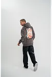 Üç İplik Kapşonlu Dijital Patchli Sweatshirt - Füme