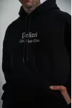 Üç İplik Kapşonlu Dijital Patchli Sweatshirt - Siyah
