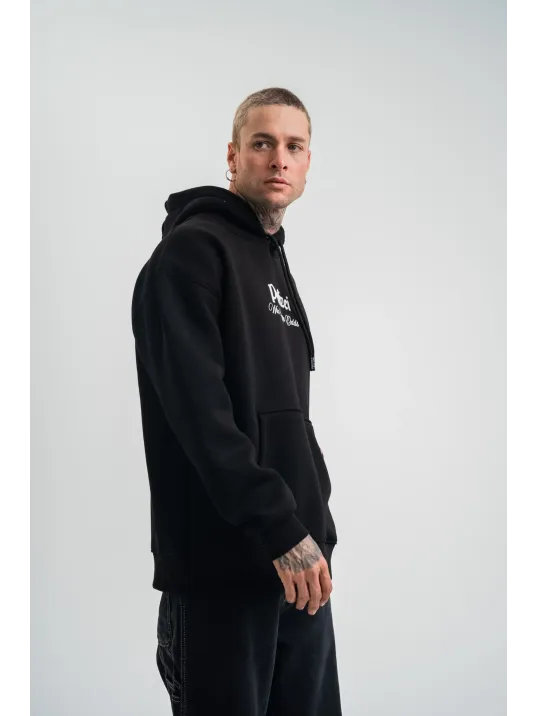 Üç İplik Kapşonlu Dijital Patchli SweatShirt - Siyah