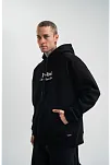 Üç İplik Kapşonlu Dijital Patchli Sweatshirt - Siyah