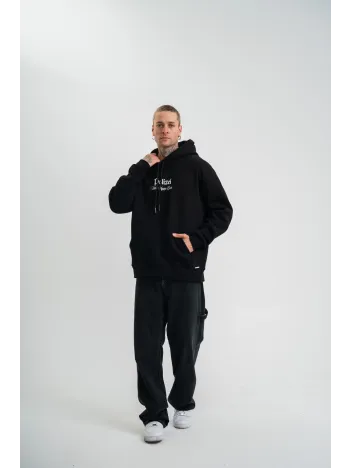 Üç İplik Kapşonlu Dijital Patchli SweatShirt - Siyah Üç İplik Kapşonlu Dijital Patchli SweatShirt - Siyah