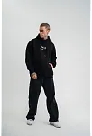 Üç İplik Kapşonlu Dijital Patchli Sweatshirt - Siyah
