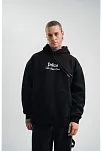 Üç İplik Kapşonlu Dijital Patchli Sweatshirt - Siyah