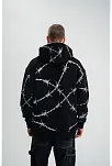 Unisex Kapşonlu Varak Ve Pano Baskılı Sweatshirt- Siyah