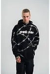 Unisex Kapşonlu Varak Ve Pano Baskılı Sweatshirt- Siyah
