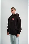 Erkek Premium Nakışlı Kapşonlu Sweatshirt Double Oversize Üç İplik Pamuklu - Siyah
