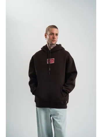 Double Oversize Kapşonlu Dijital Patchli SweatShirt - Kahve Double Oversize Kapşonlu Dijital Patchli SweatShirt - Kahve