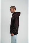 Erkek Premium Nakışlı Kapşonlu Sweatshirt Double Oversize Üç İplik Pamuklu - Siyah