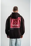 Erkek Premium Nakışlı Kapşonlu Sweatshirt Double Oversize Üç İplik Pamuklu - Siyah