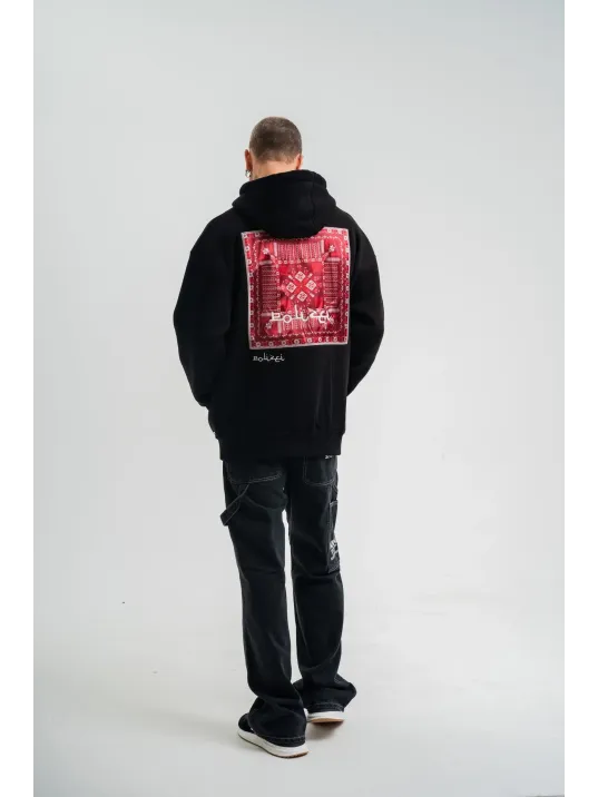 Double Oversize Kapşonlu Dijital Patchli SweatShirt - Siyah Double Oversize Kapşonlu Dijital Patchli SweatShirt - Siyah