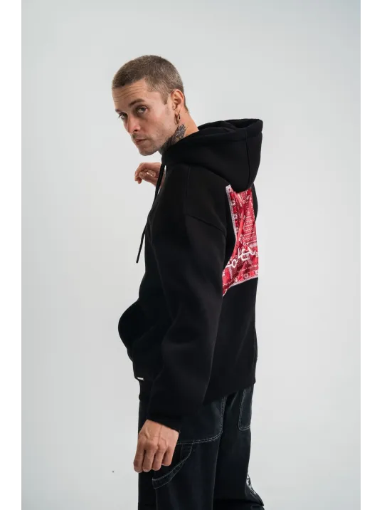 Double Oversize Kapşonlu Dijital Patchli SweatShirt - Siyah Double Oversize Kapşonlu Dijital Patchli SweatShirt - Siyah