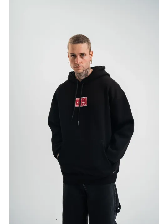 Double Oversize Kapşonlu Dijital Patchli SweatShirt - Siyah Double Oversize Kapşonlu Dijital Patchli SweatShirt - Siyah