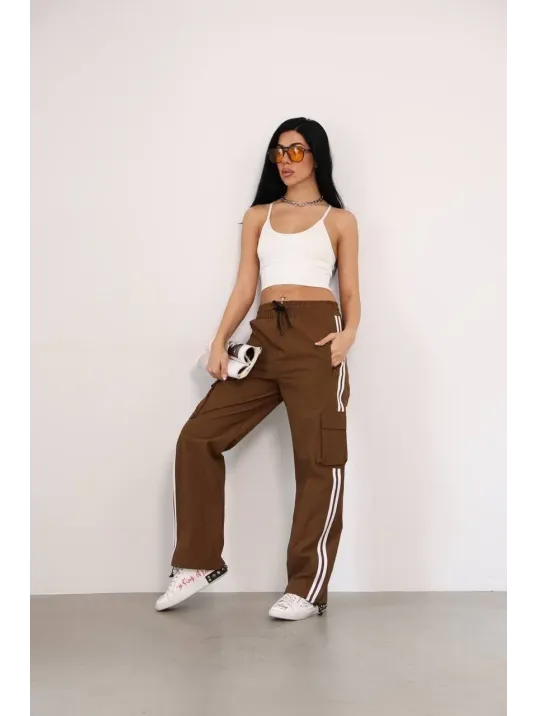 Praşut Kumaş Kargo Çeplı Baggy Esofman - Kahve Praşut Kumaş Kargo Çeplı Baggy Esofman - Kahve