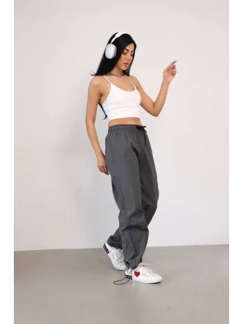 Praşut Kumaş Paça Cepli Baggy Eşofman - Antrasit Praşut Kumaş Paça Cepli Baggy Eşofman - Antrasit