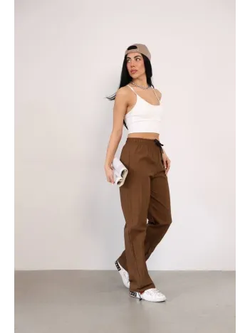 Praşut Kumaş Paça Cepli Baggy Eşofman - Kahve Praşut Kumaş Paça Cepli Baggy Eşofman - Kahve