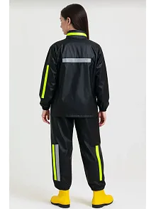 Kadın Premium Motorcu Kurye Yağmurluk Takım Su Geçirmez Pvc Reflektörlü Siyah