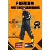 Premium Motorcu Kurye Yağmurluk Takım Su Geçirmez PVC Kumaş Reflektörlü TÜBİTAK Onaylı - Siyah
