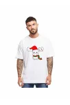 Ren Geyiği Baskılı Noel İçin T-shirt - Beyaz