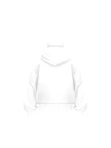 Samuray Ninja Çift Kapşonlu Zıp Fermuarlı Kanguru Çepli Tam Fermuarlı Hoodie Swetshirt - Beyaz