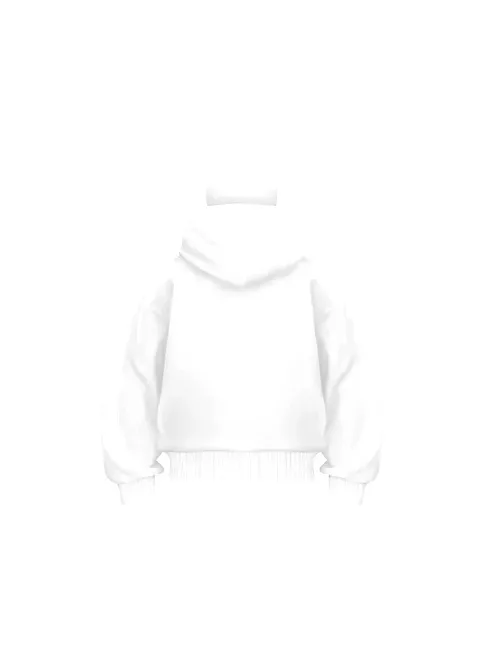 Samuray Ninja Çift Kapşonlu Zıp Fermuarlı Kanguru Çepli Tam Fermuarlı Hoodie Swetshirt - Beyaz