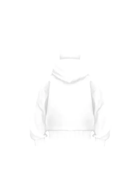 Samuray Ninja Çift Kapşonlu ZIP Fermuarlı Kanguru Çepli Tam Fermuarlı Hoodie Swetshirt - Beyaz