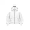 Samuray Ninja Çift Kapşonlu ZIP Fermuarlı Kanguru Çepli Tam Fermuarlı Hoodie Swetshirt - Beyaz