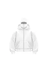 Samuray Ninja Çift Kapşonlu Zıp Fermuarlı Kanguru Çepli Tam Fermuarlı Hoodie Swetshirt - Beyaz